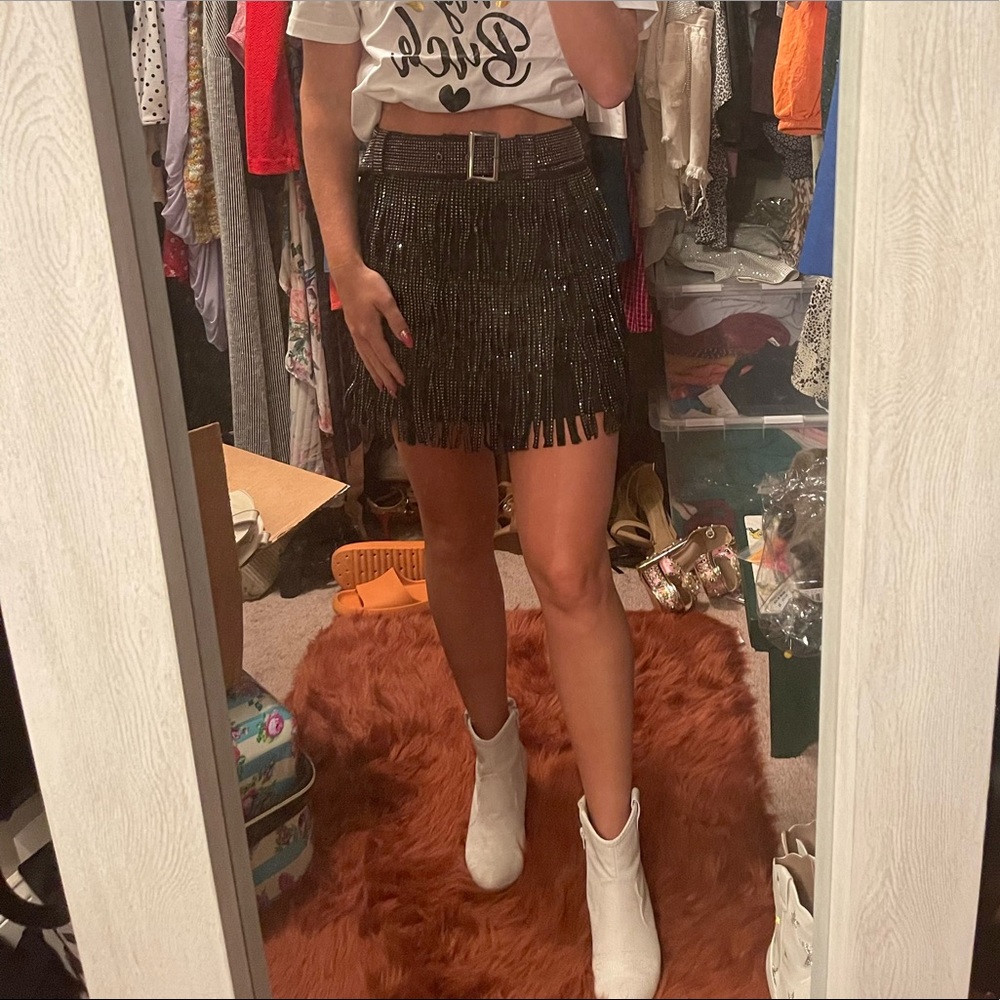 Whiskey darling fringe mini skirt NEW WITH TAGS! Never worn just tried on!